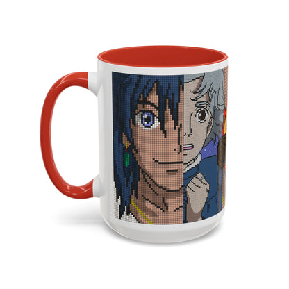 Howl's Moving Castle Pixel Accent Mug – Retro Anime Color Handle Cup 11oz & 15oz – Studio Ghibli Coffee Gift
