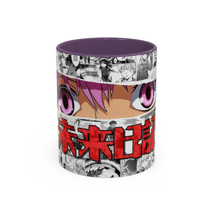 Yuno Gasai Accent Handle Mug – Future Diary Anime Cup – 11oz & 15oz Ceramic Gift for Yandere Fans