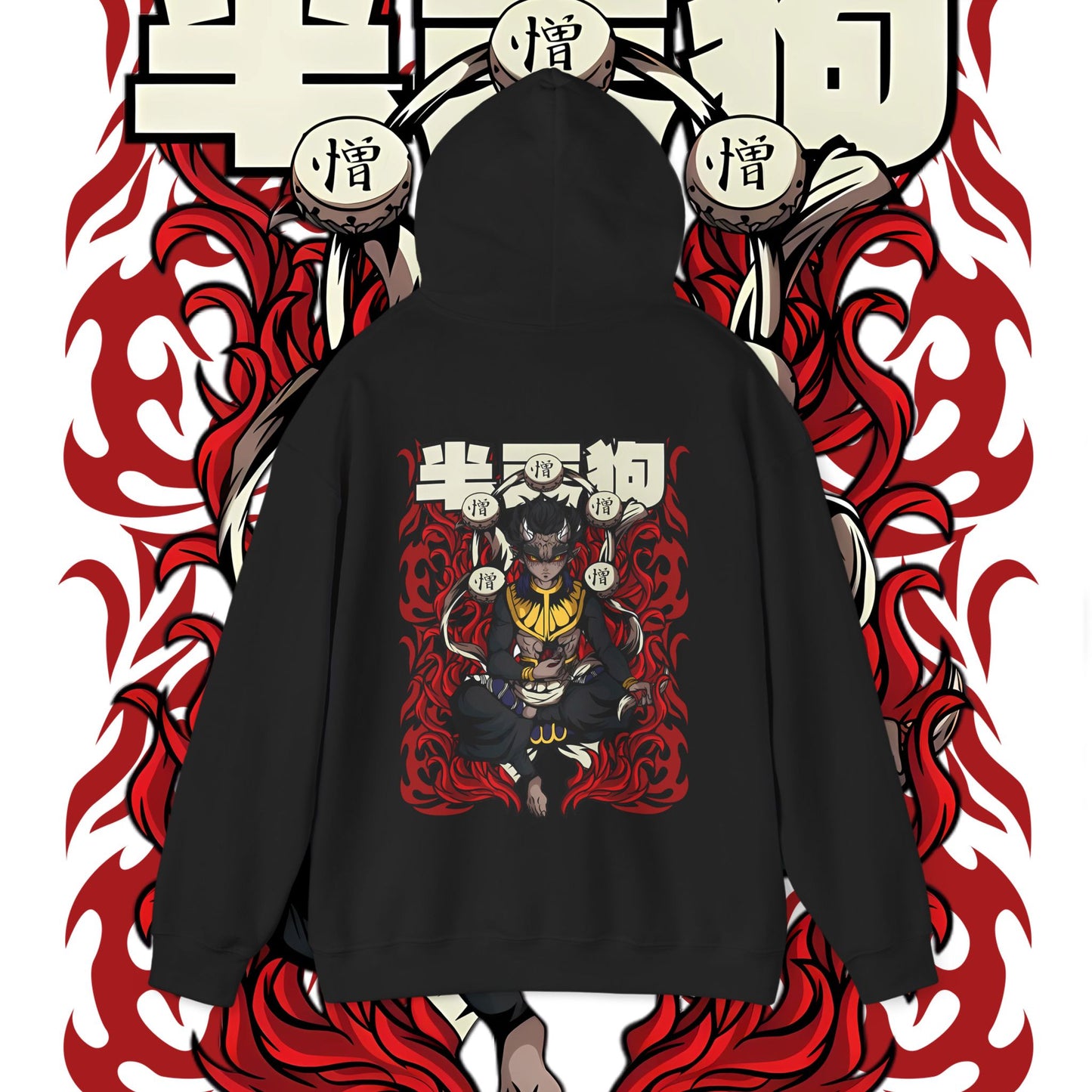 Hantengu Moon Demon Slayer Back Print Hoodie 100% Cotton