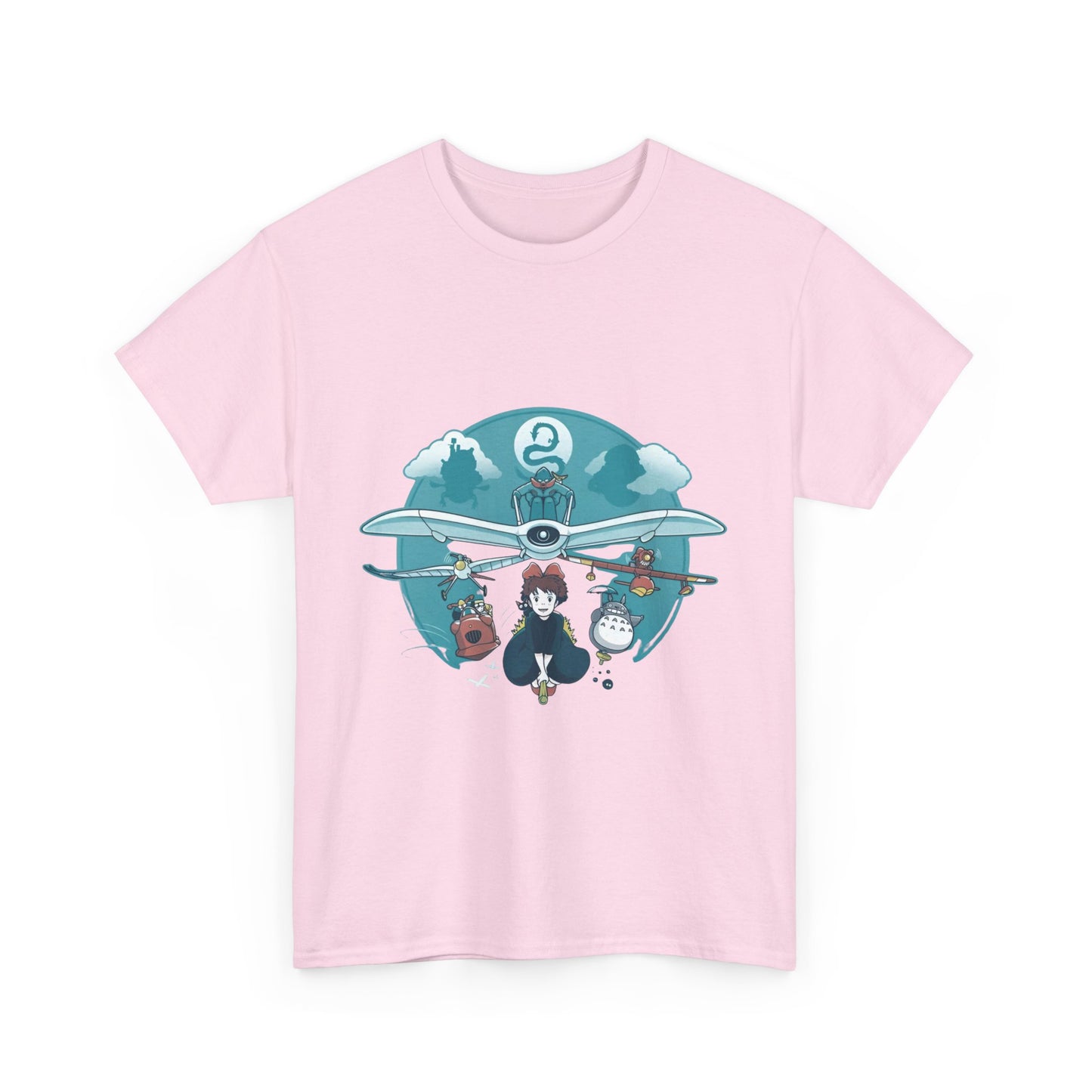 Flying Ghibli Characters T-Shirt – 100% Cotton Anime Tee for Studio Ghibli Fans