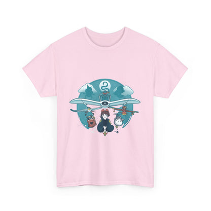 Flying Ghibli Characters T-Shirt – 100% Cotton Anime Tee for Studio Ghibli Fans