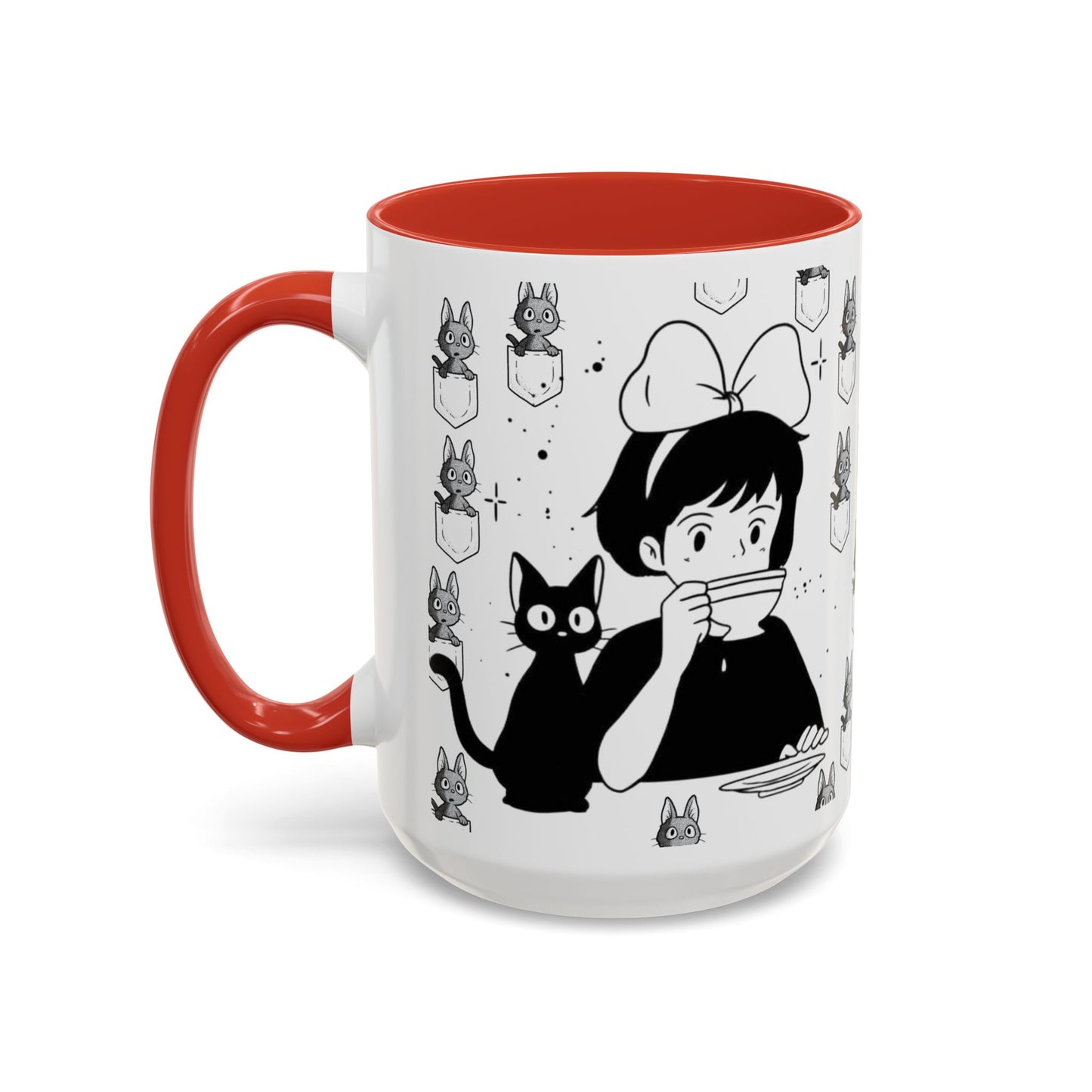 Kiki's Delivery Service Coffee Mug – Studio Ghibli Accent Handle Cup – 11oz & 15oz Anime Gift