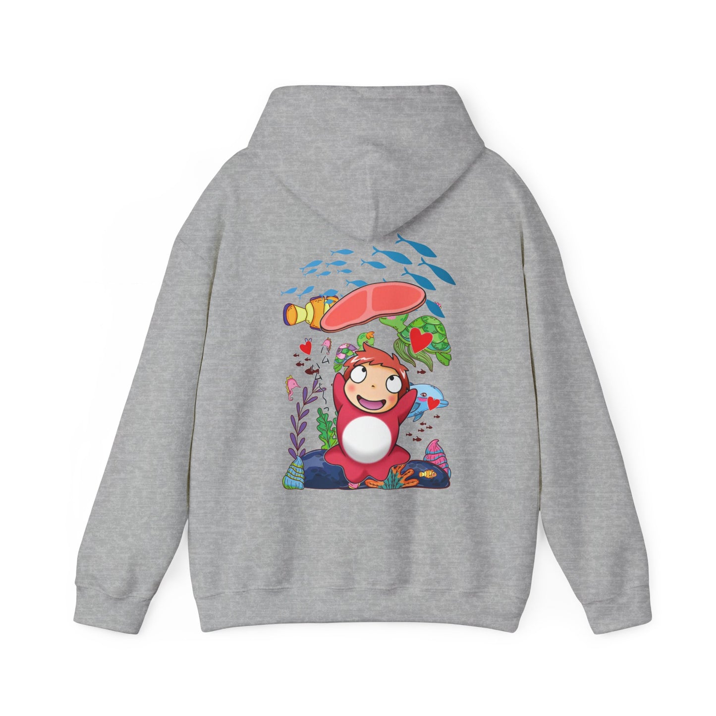 Ponyo Jam Back Print Hoodie – 100% Cotton Studio Ghibli Anime Sweatshirt for Fan