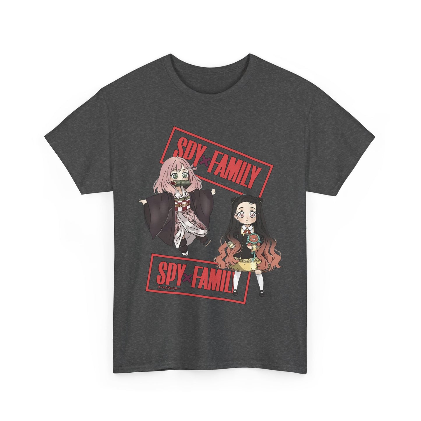 Anya and Nezuko Dolls T-Shirt – 100% Cotton Cute Anime Crossover Shirt for Fans