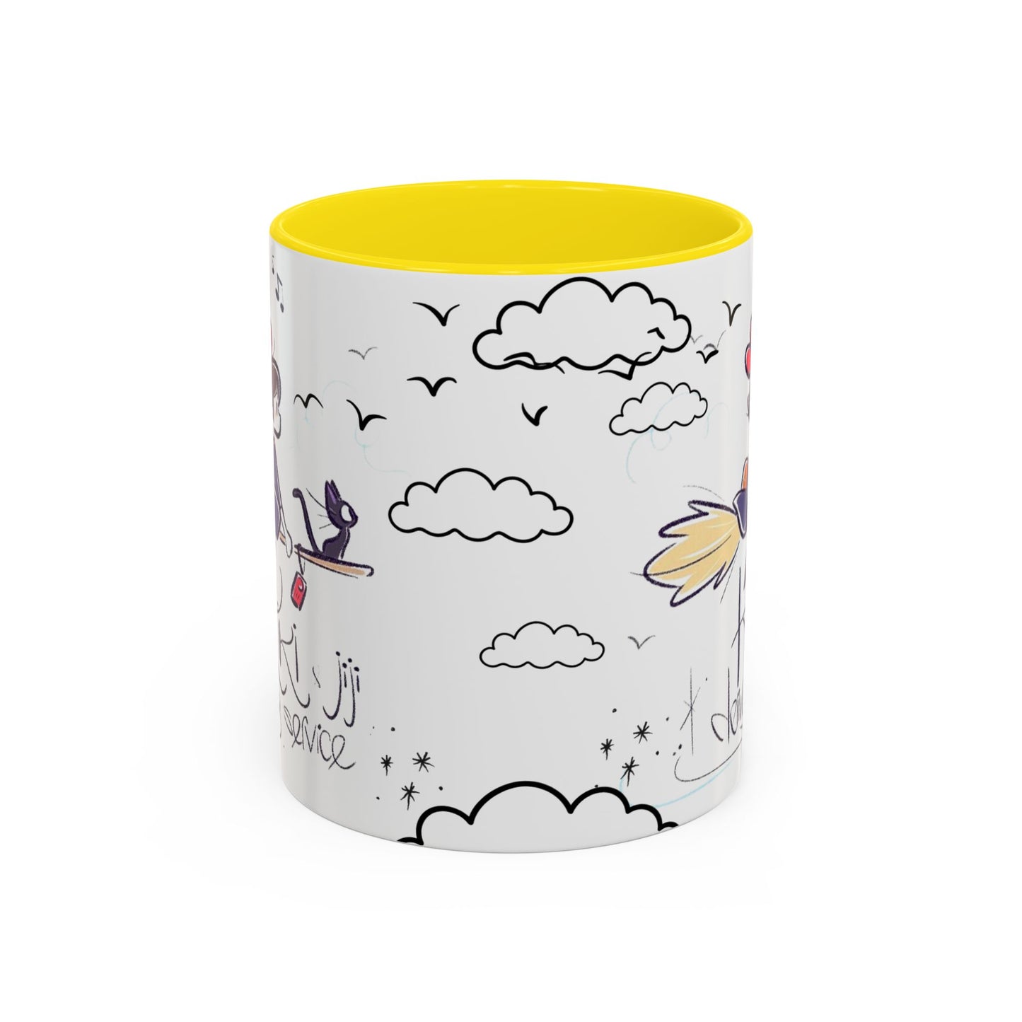Kiki's Delivery Service Sketch Accent Mug – Studio Ghibli Ceramic Cup – 11oz & 15oz Anime Gift