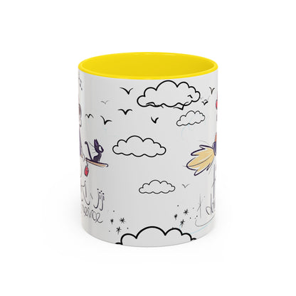 Kiki's Delivery Service Sketch Accent Mug – Studio Ghibli Ceramic Cup – 11oz & 15oz Anime Gift