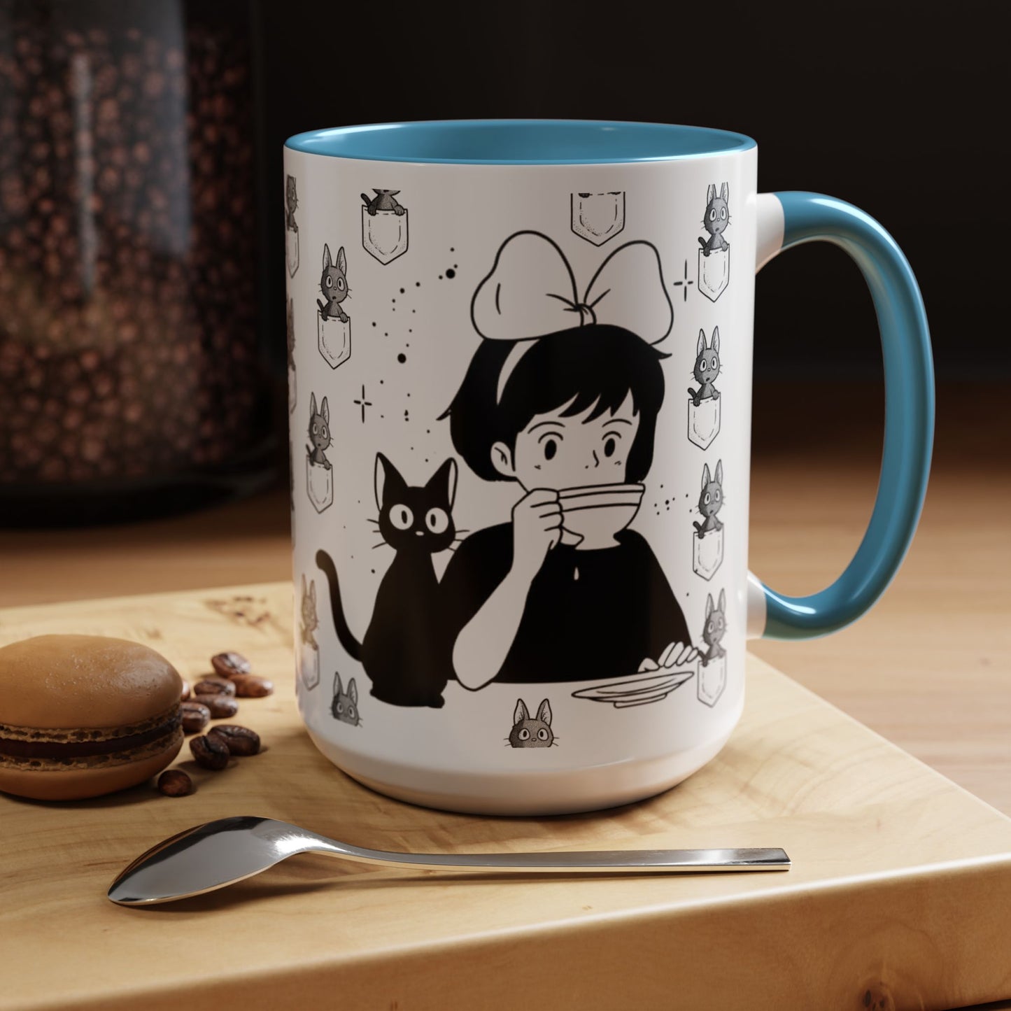 Kiki's Delivery Service Coffee Mug – Studio Ghibli Accent Handle Cup – 11oz & 15oz Anime Gift