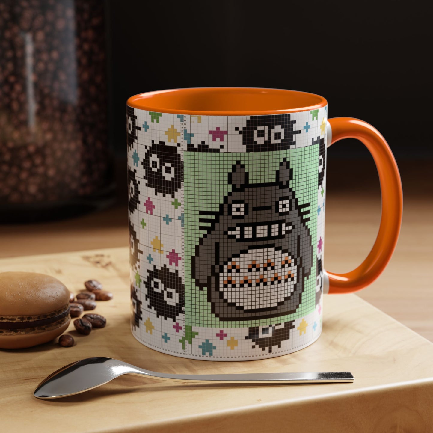 My Neighbor Totoro Pixel Accent Mug – Retro Ghibli Color Handle Cup 11oz & 15oz – Cute Anime Coffee Gift
