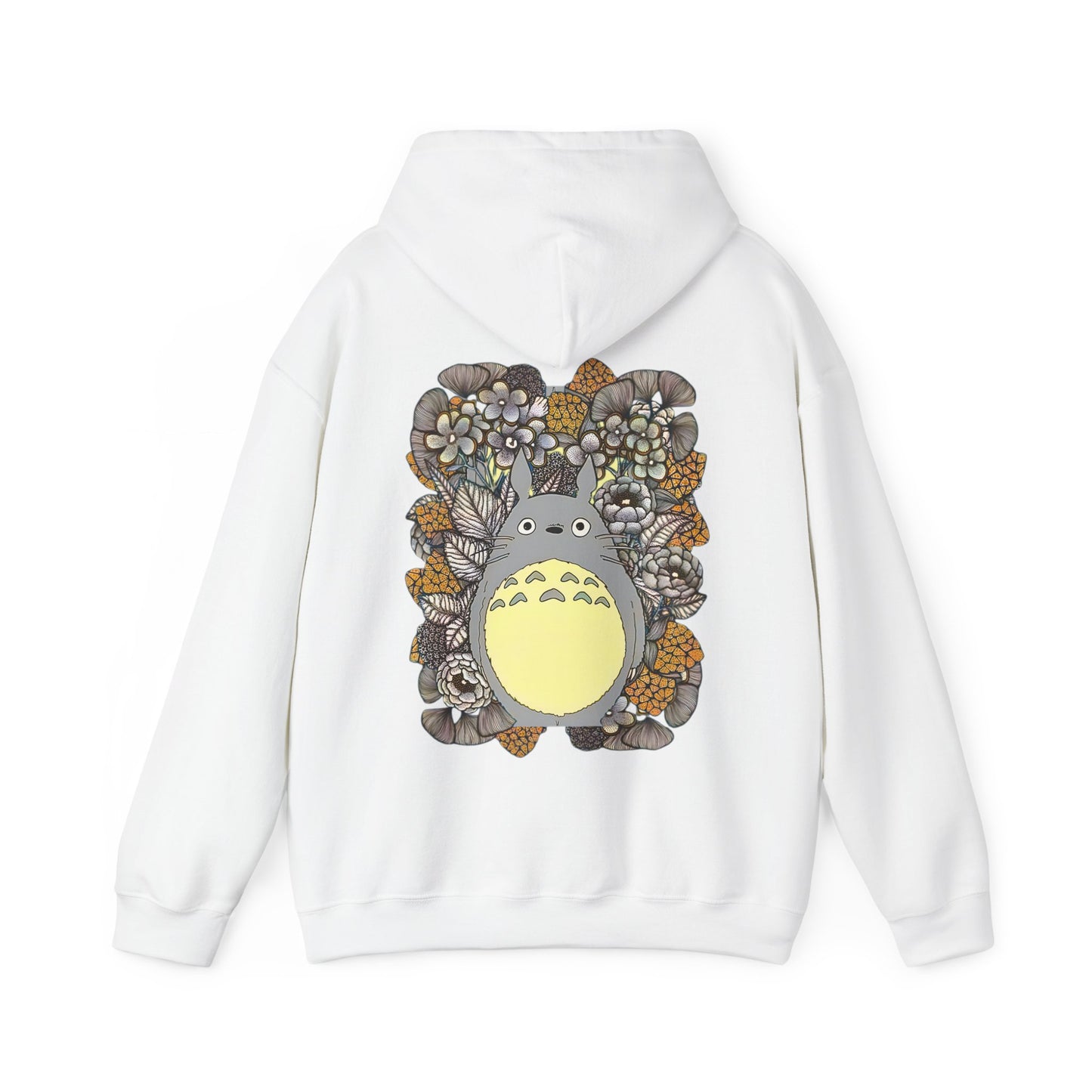 Totoro Plants Back Print Hoodie – 100% Cotton Studio Ghibli Hoodie with Totoro and Nature Design