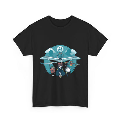Flying Ghibli Characters T-Shirt – 100% Cotton Anime Tee for Studio Ghibli Fans