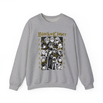 Black Clover Characters Sweatshirt – 100% Cotton Anime Pullover – Asta Yuno Noelle Crewneck for Fans