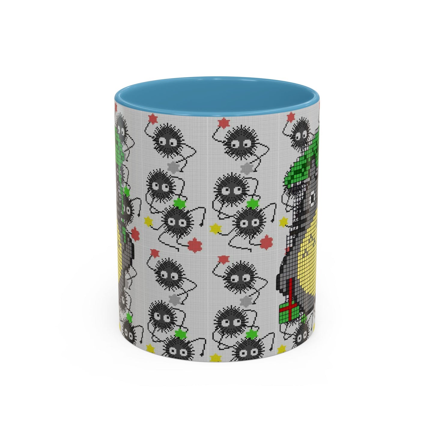 Totoro & Soot Sprites Accent Mug – Color Handle Studio Ghibli Cup – 11oz & 15oz Ceramic Anime Coffee Gift