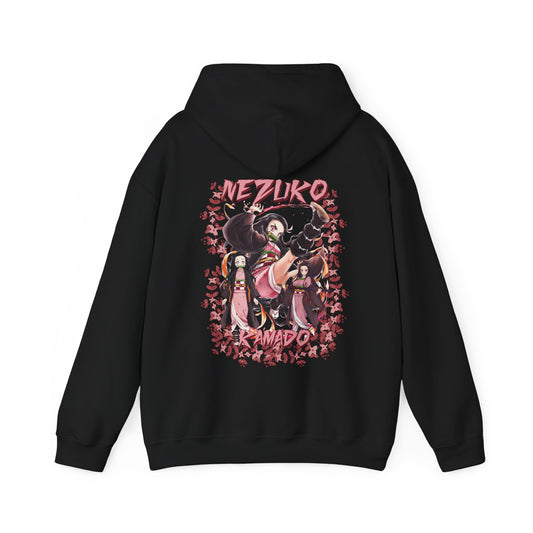 Nezuko Kamado Pink Flowers Back Print Hoodie – 100% Cotton Anime Hoodie for Demon Slayer Fans