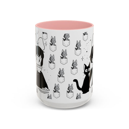 Kiki's Delivery Service Coffee Mug – Studio Ghibli Accent Handle Cup – 11oz & 15oz Anime Gift