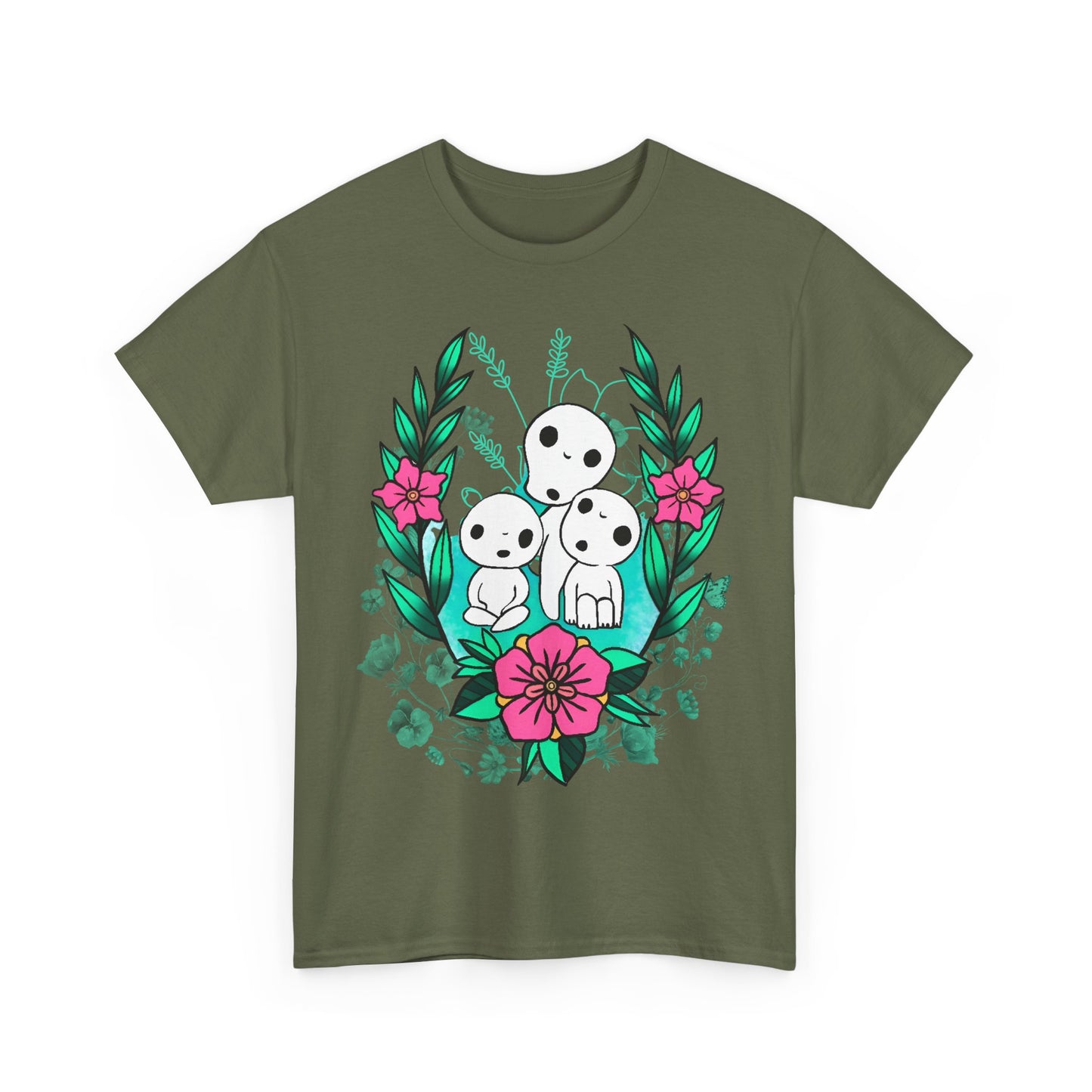 Kodama Flowers Art T-Shirt | 100% Cotton Studio Ghibli Anime Tee