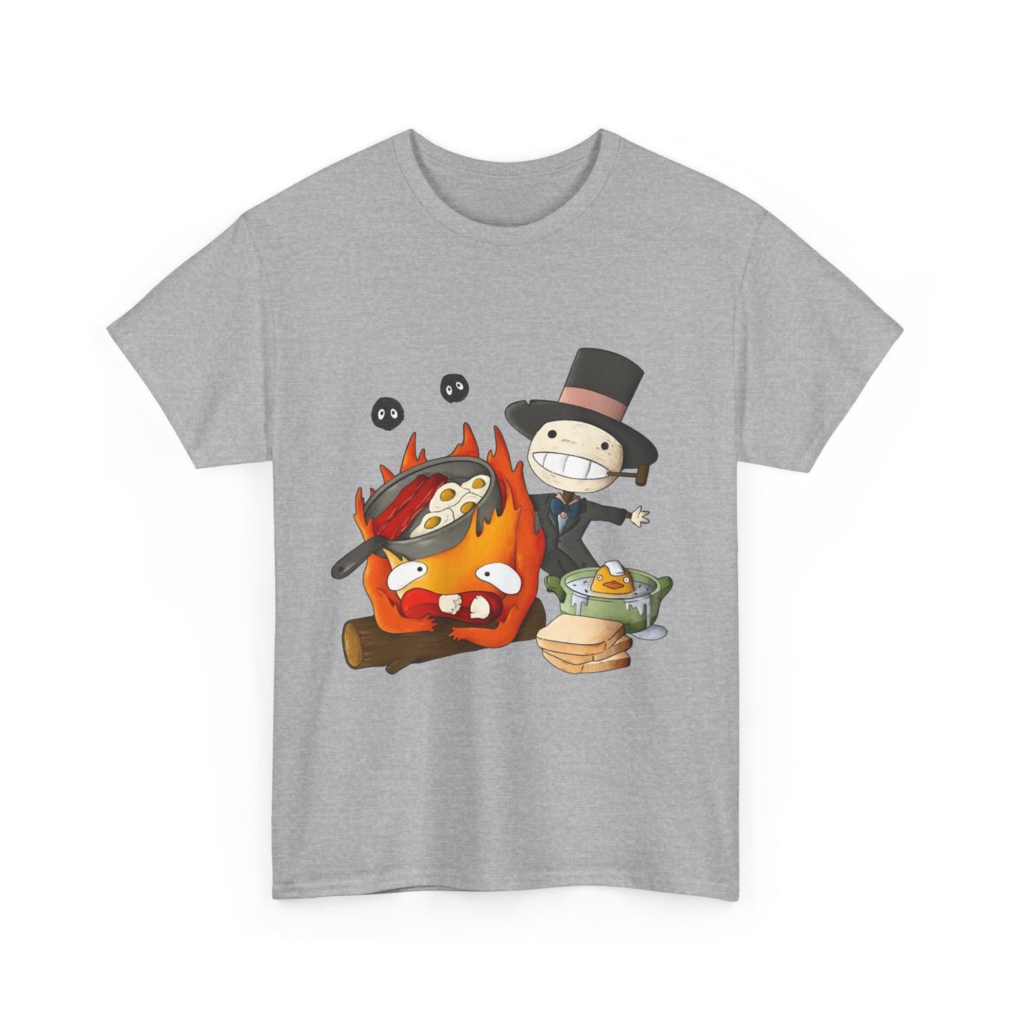 Calcifer Breakfast Shirt – Ghibli Cotton Tee for Anime Fans