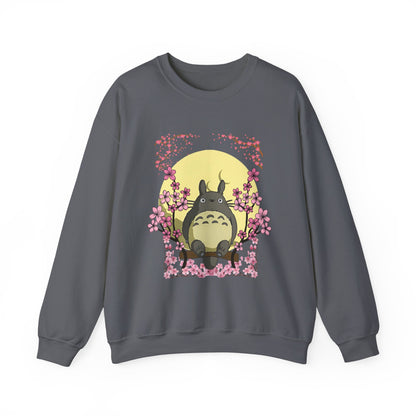 Totoro Sakura Moon Sweatshirt – Cozy 100% Cotton Studio Ghibli Cherry Blossom Pullover
