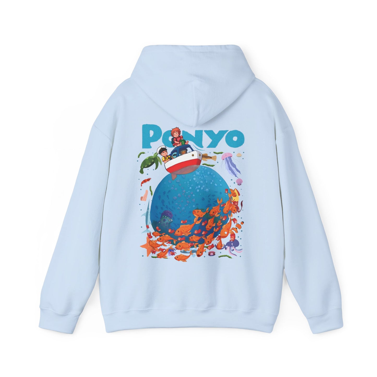 Ponyo and Sosuke Boat Back Print Hoodie – 100% Cotton Studio Ghibli Inspired Pullover