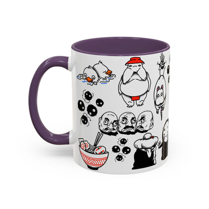 Spirited Away Moments Accent Mug – Color Handle Ghibli Cup 11oz & 15oz – Chihiro and Haku Anime Scene Gift