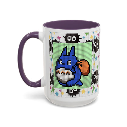 My Neighbor Totoro Pixel Accent Mug – Retro Ghibli Color Handle Cup 11oz & 15oz – Cute Anime Coffee Gift