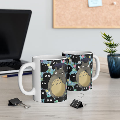 Totoro and Soot Sprites Mug – Studio Ghibli Ceramic Cup – 11oz & 15oz Coffee Mug Gift for Anime Fans