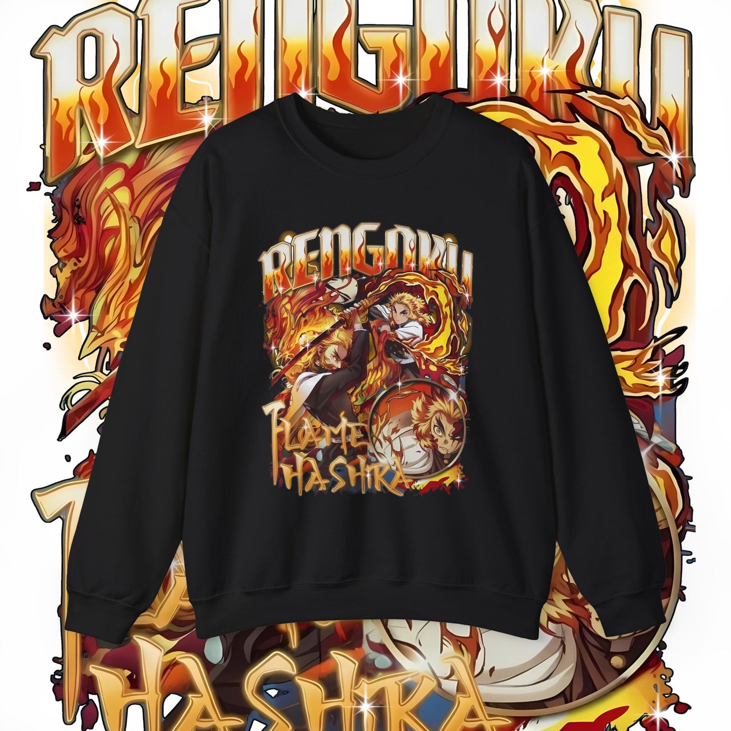 Rengoku Flame Hashira Bootleg Sweatshirt – Anime Streetwear 100% Cotton