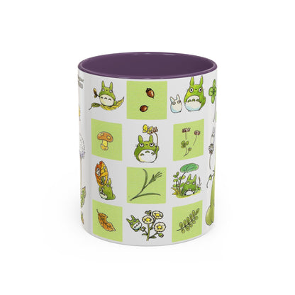 Totoro Green Accent Mug – Studio Ghibli Color Handle Coffee Cup – 11oz & 15oz Ceramic Gift for Anime Fans