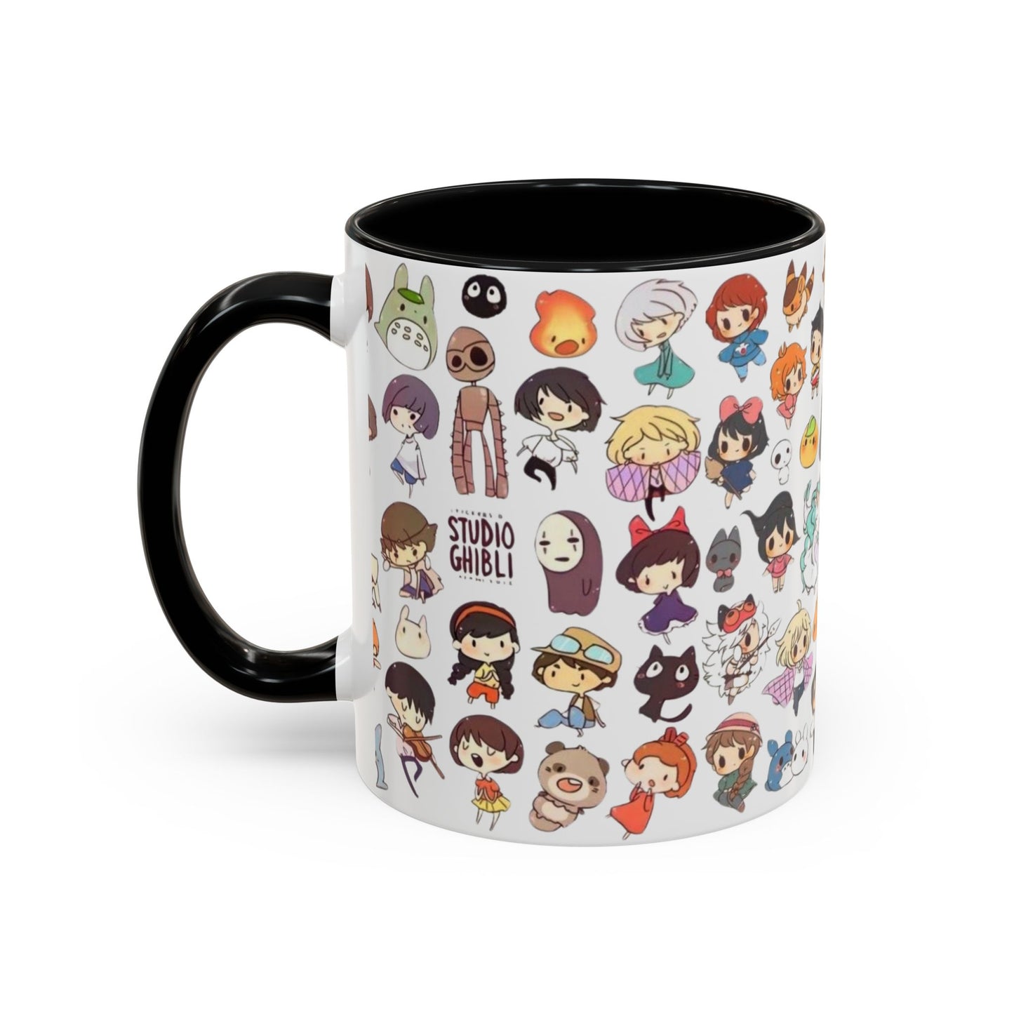 Studio Ghibli Chibi Characters Accent Mug – Color Handle Anime Cup – 11oz & 15oz Gift for Ghibli Fans