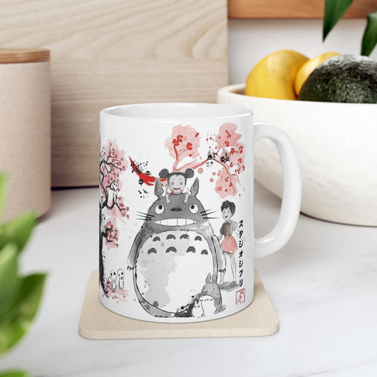 Totoro Sakura Forest Mug – Cute Anime Coffee Cup 11oz & 15oz – Studio Ghibli Inspired Gift