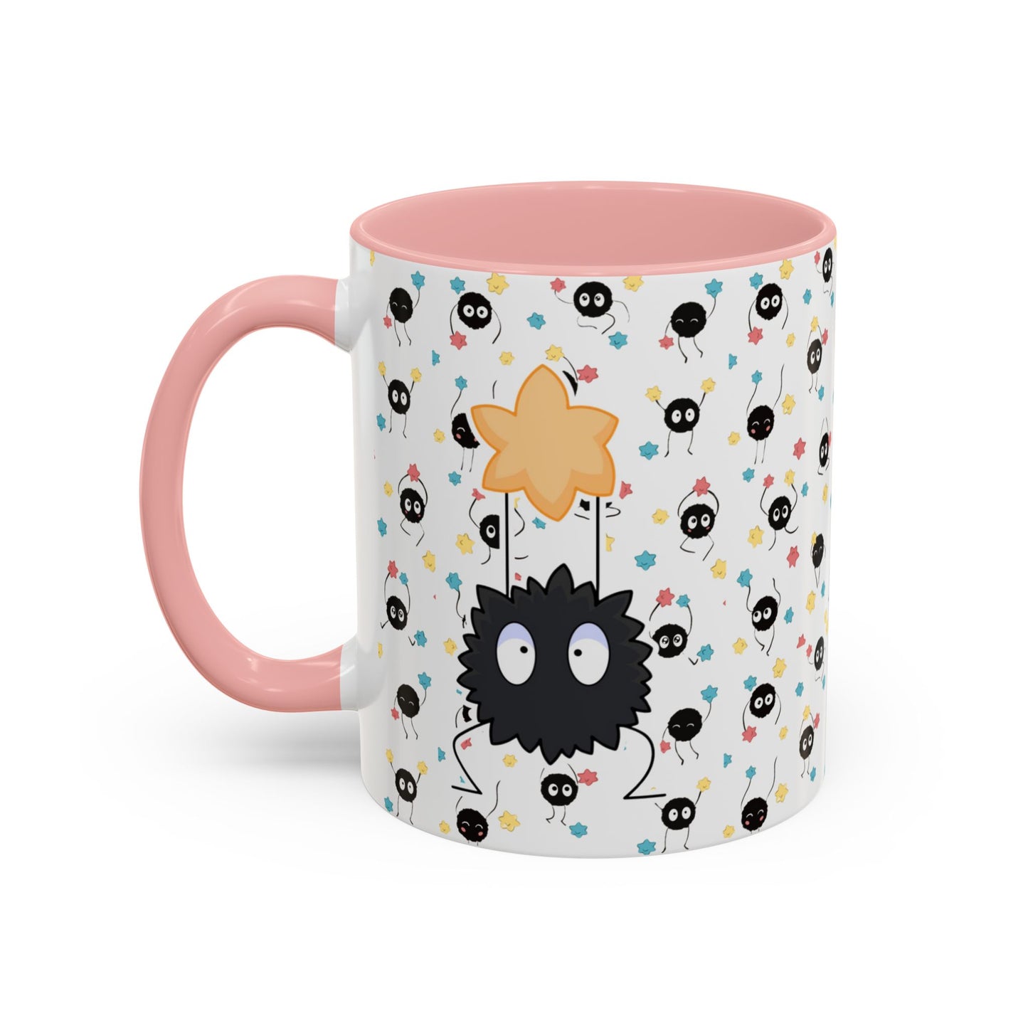 Soot Sprites Accent Mug – Studio Ghibli Color Handle Cup – 11oz & 15oz Ceramic Anime Gift