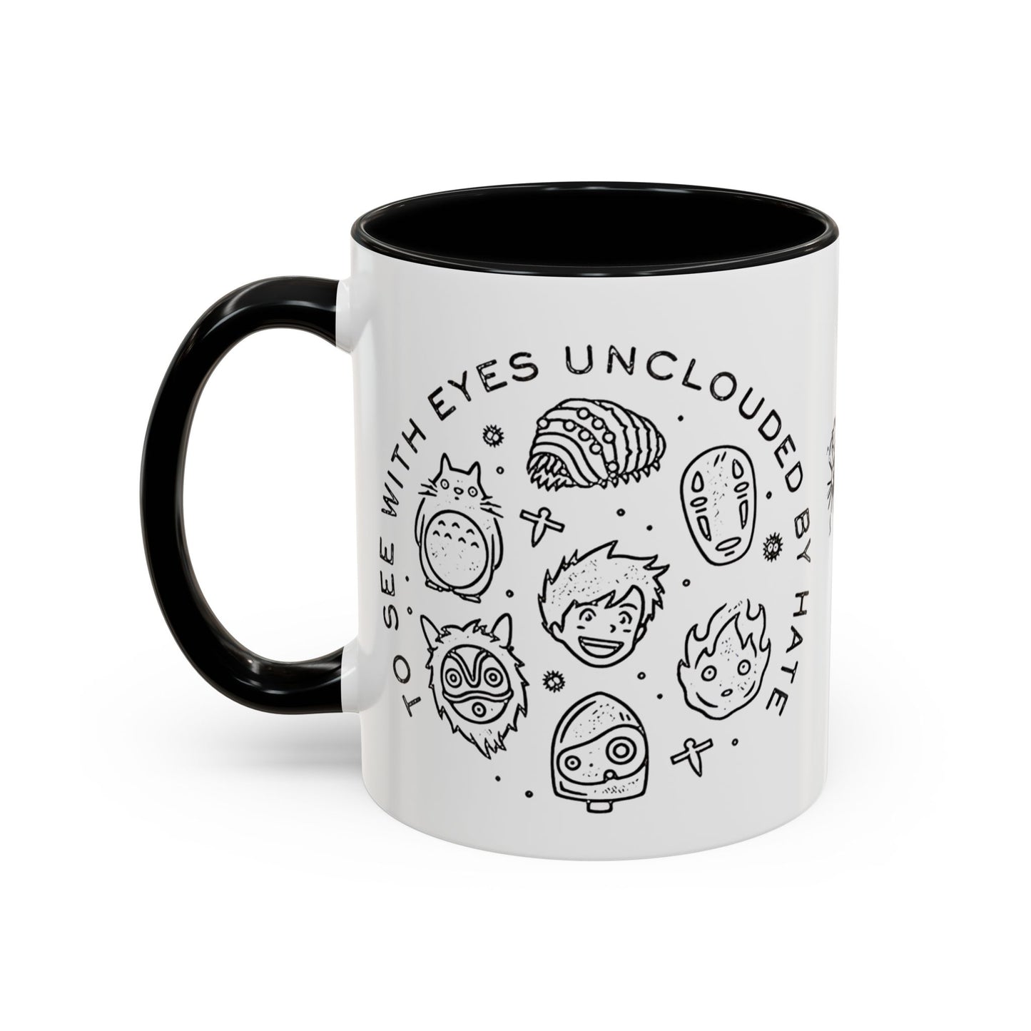 Universe Ghibli Accent Mug – Color Handle Anime Coffee Cup – 11oz & 15oz Studio Ghibli Ceramic Mug Gift