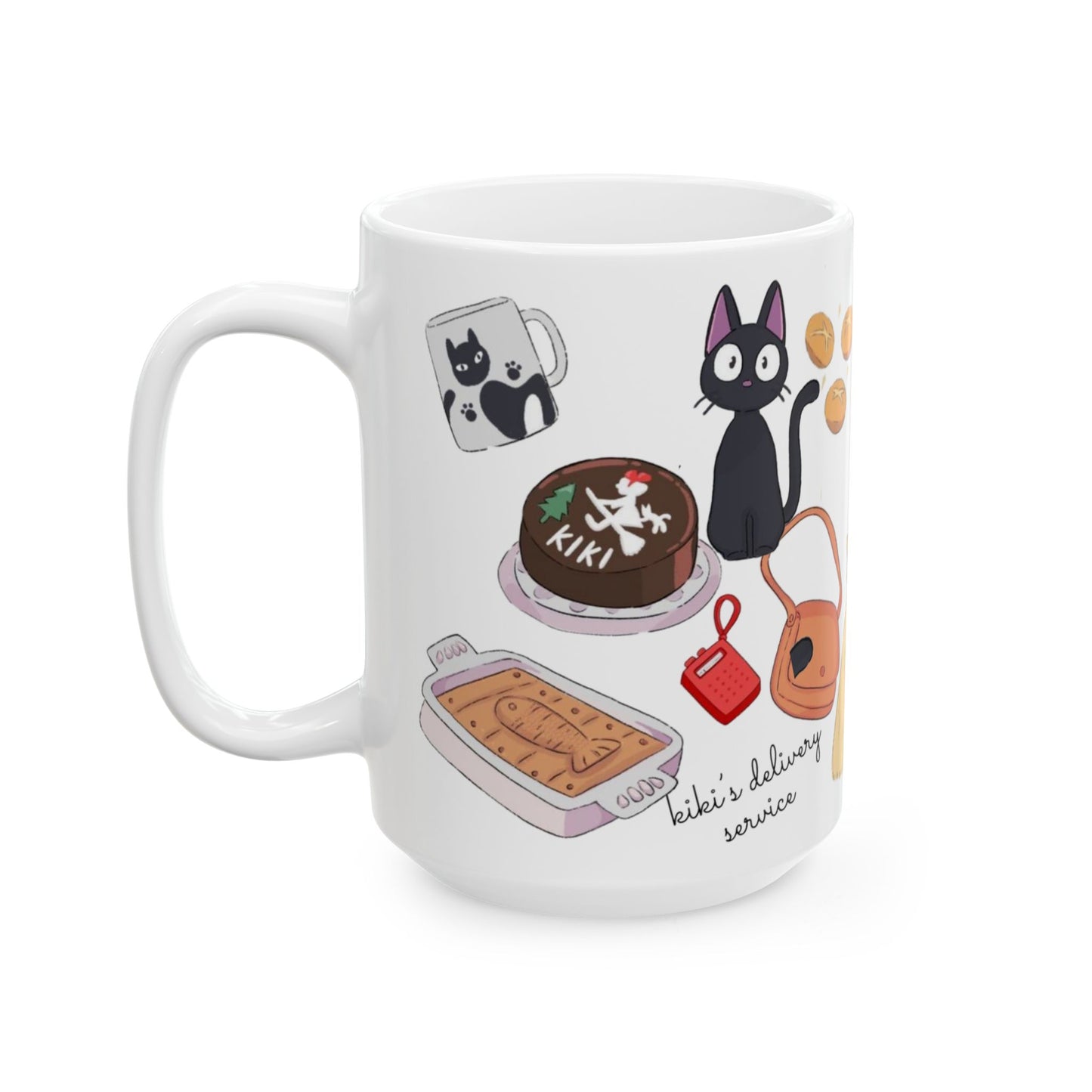 Jiji Funny Mug – Kiki’s Delivery Service Coffee Cup 11oz & 15oz – Cute & Humorous Ghibli Cat Anime Gift