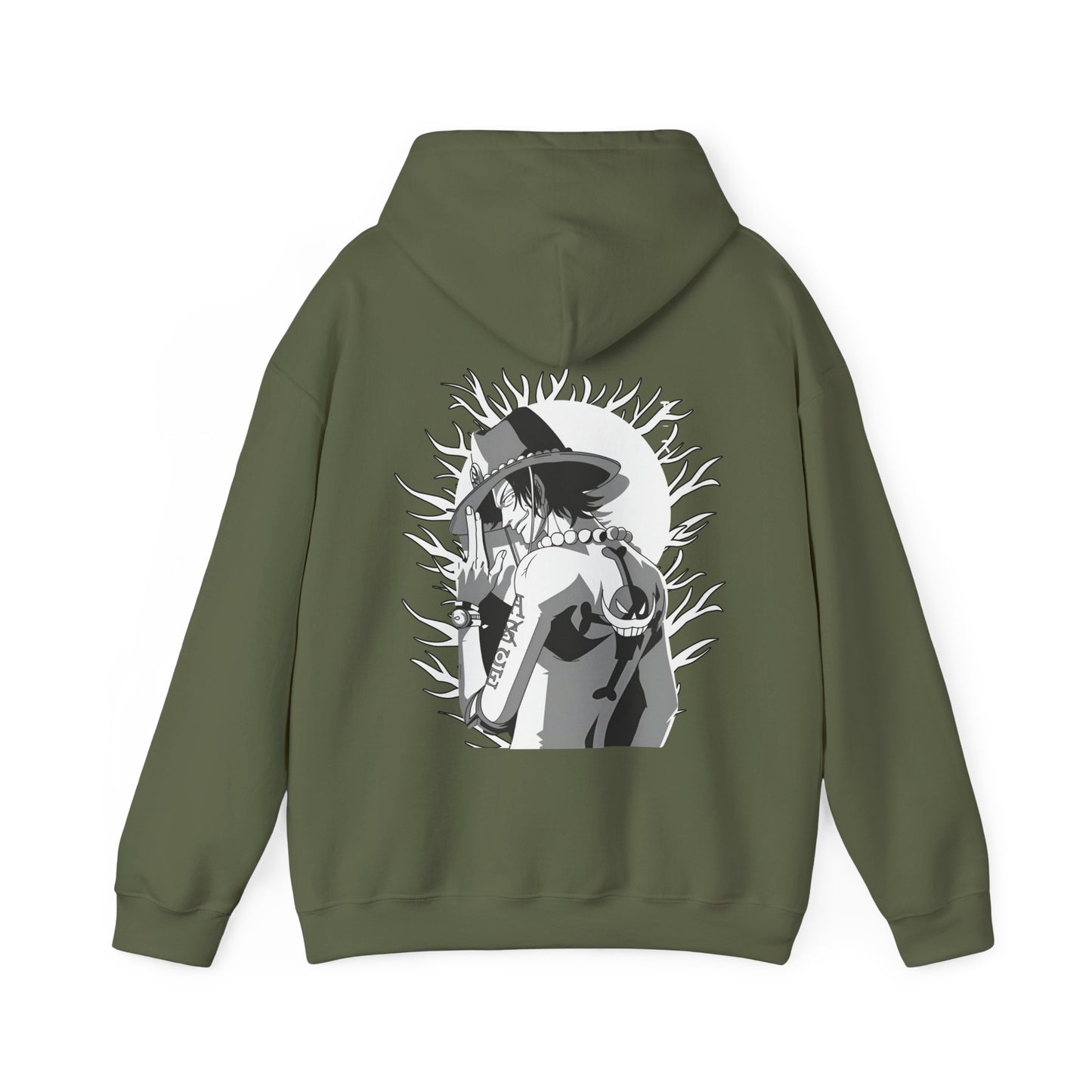Portgas D. Ace One Piece Back Print Hoodie – 100% Cotton Anime Hoodie for Fire Fist Fans