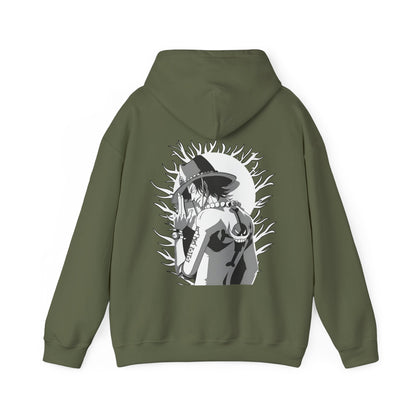 Portgas D. Ace One Piece Back Print Hoodie – 100% Cotton Anime Hoodie for Fire Fist Fans