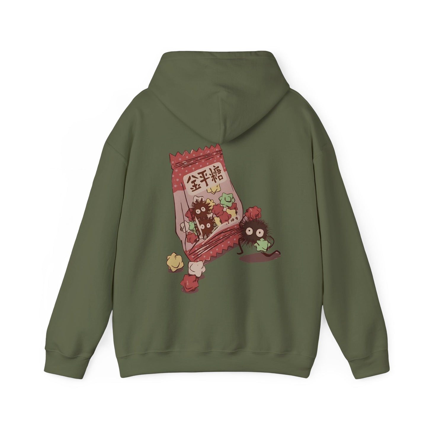 Soot Sprites Candy Back Print Hoodie – 100% Cotton Studio Ghibli Inspired Anime Hoodie