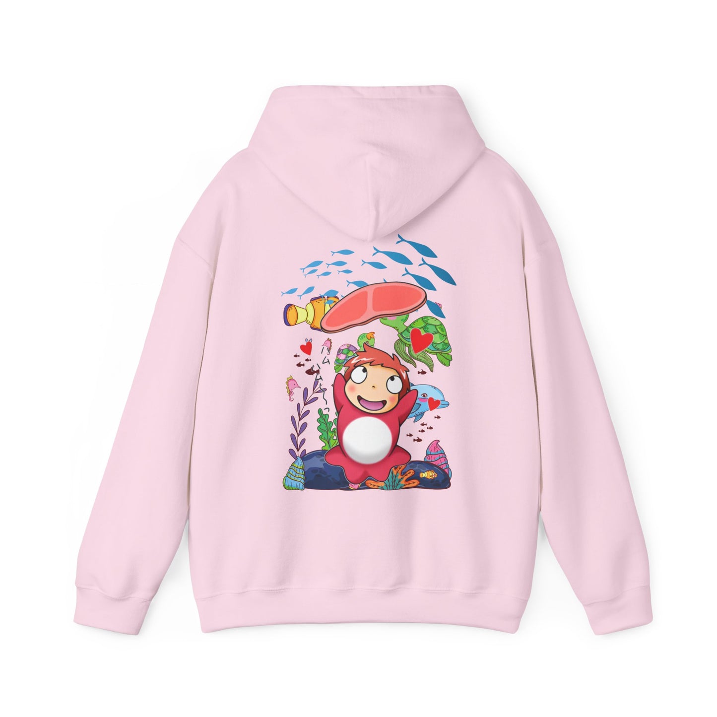 Ponyo Jam Back Print Hoodie – 100% Cotton Studio Ghibli Anime Sweatshirt for Fan