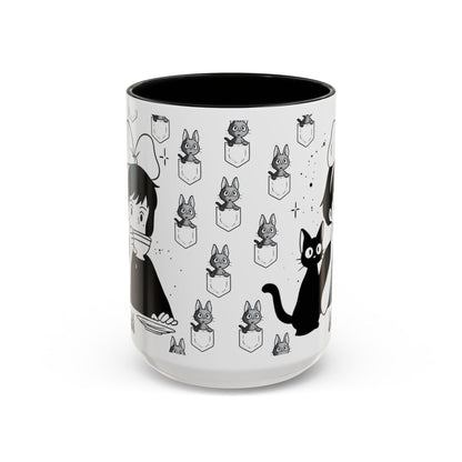 Kiki's Delivery Service Coffee Mug – Studio Ghibli Accent Handle Cup – 11oz & 15oz Anime Gift
