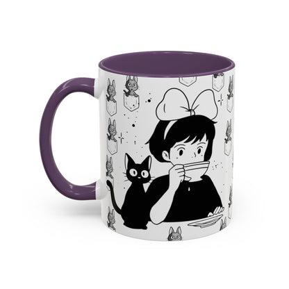 Kiki's Delivery Service Coffee Mug – Studio Ghibli Accent Handle Cup – 11oz & 15oz Anime Gift