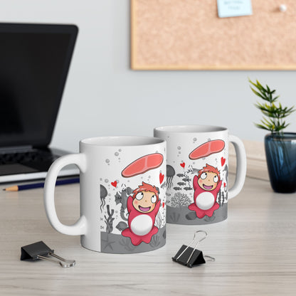 Ponyo Ham Mug – Cute Studio Ghibli Coffee Cup – 11oz & 15oz Anime Drinkware Gift