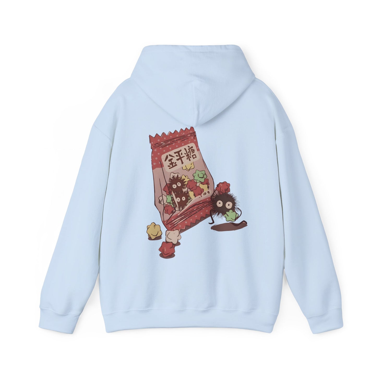 Soot Sprites Candy Back Print Hoodie – 100% Cotton Studio Ghibli Inspired Anime Hoodie