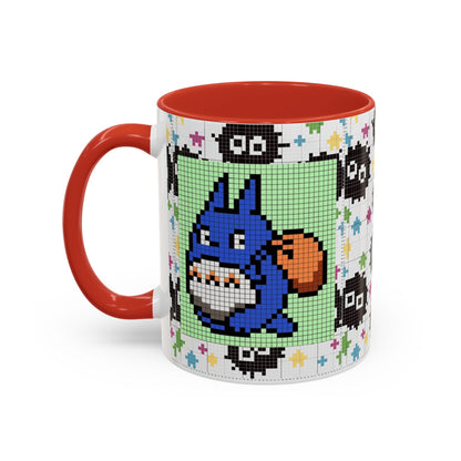 My Neighbor Totoro Pixel Accent Mug – Retro Ghibli Color Handle Cup 11oz & 15oz – Cute Anime Coffee Gift