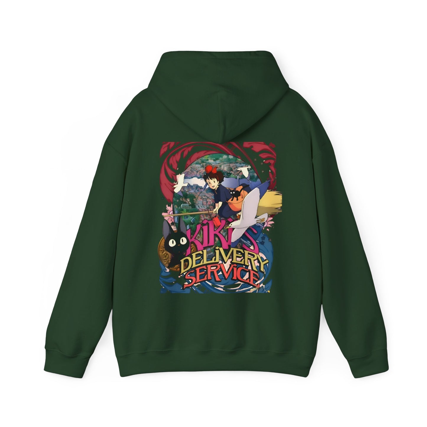 Kiki's Delivery Service Art Back Print Hoodie – 100% Cotton Studio Ghibli Anime Pullover