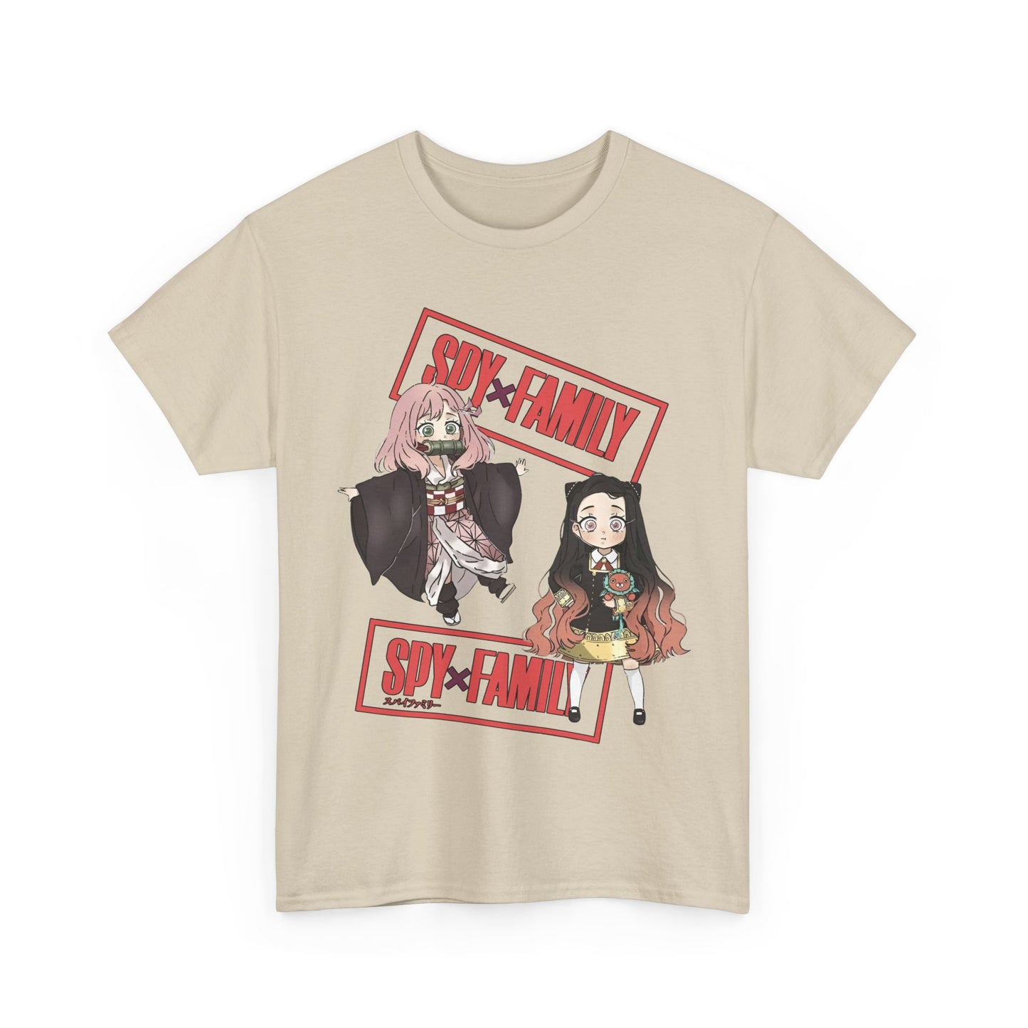 Anya and Nezuko Dolls T-Shirt – 100% Cotton Cute Anime Crossover Shirt for Fans