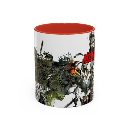 Metal Gear Fox Hound Accent Mug – 11oz & 15oz Colored Handle Coffee Cup – Tactical Gamer Gift for Fans