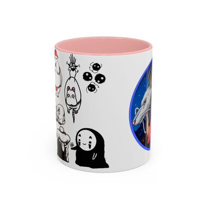 Spirited Away Moments Accent Mug – Color Handle Ghibli Cup 11oz & 15oz – Chihiro and Haku Anime Scene Gift