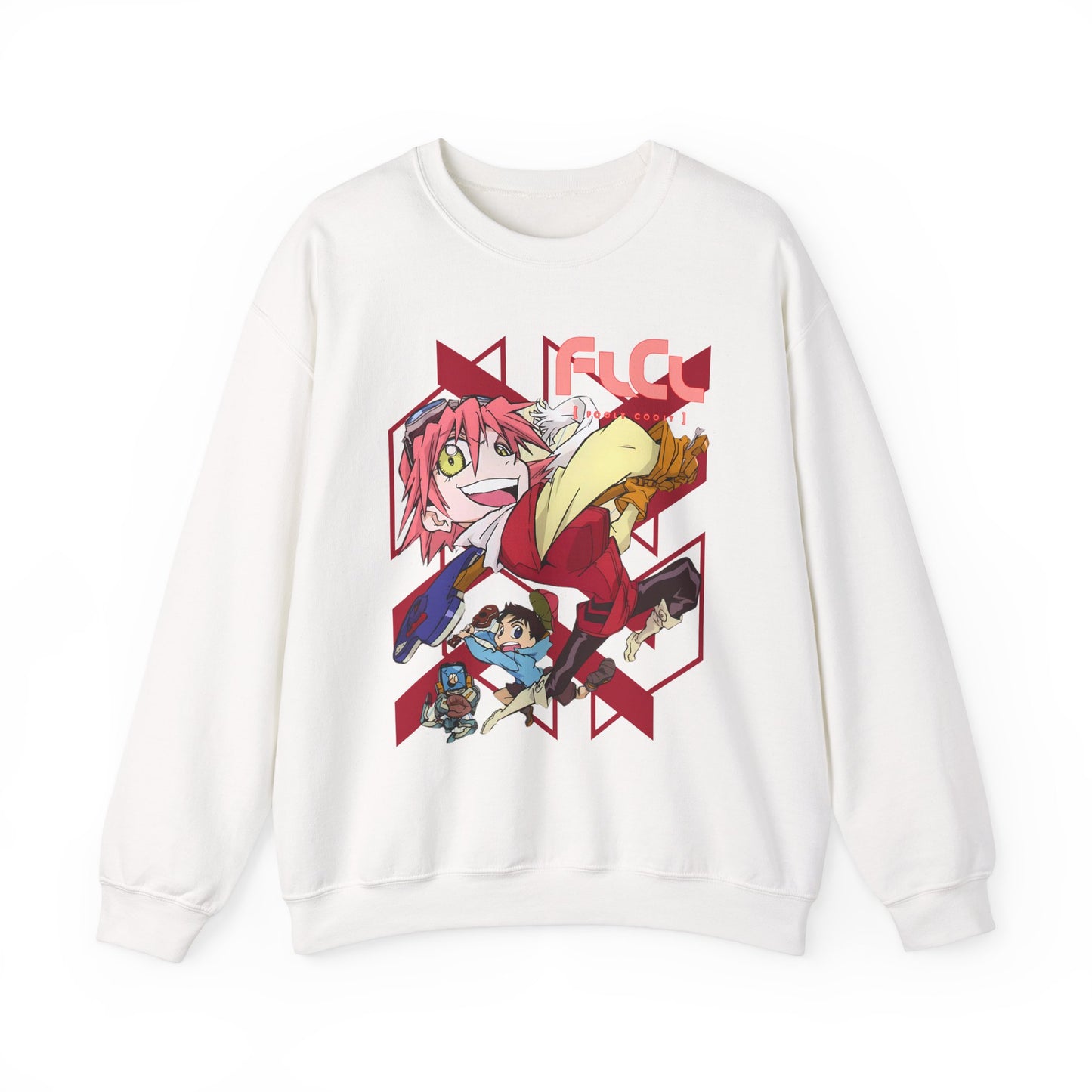FLCL Sweatshirt – 100% Cotton Gildan 18000 | Fooly Cooly Retro Anime Pullover for True Fans
