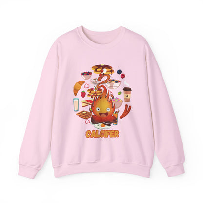 Calcifer Breakfast Demon Sweatshirt – 100% Cotton Cozy Anime Pullover for Ghibli Fans