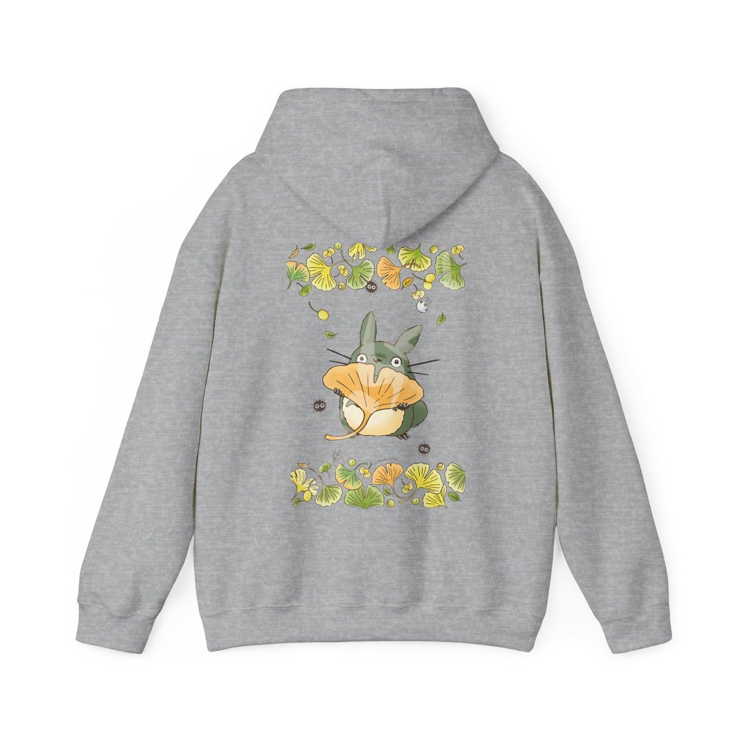 Totoro Flowers Dream Back Print Hoodie – 100% Cotton Gildan 18500 | Studio Ghibli Anime Hoodie