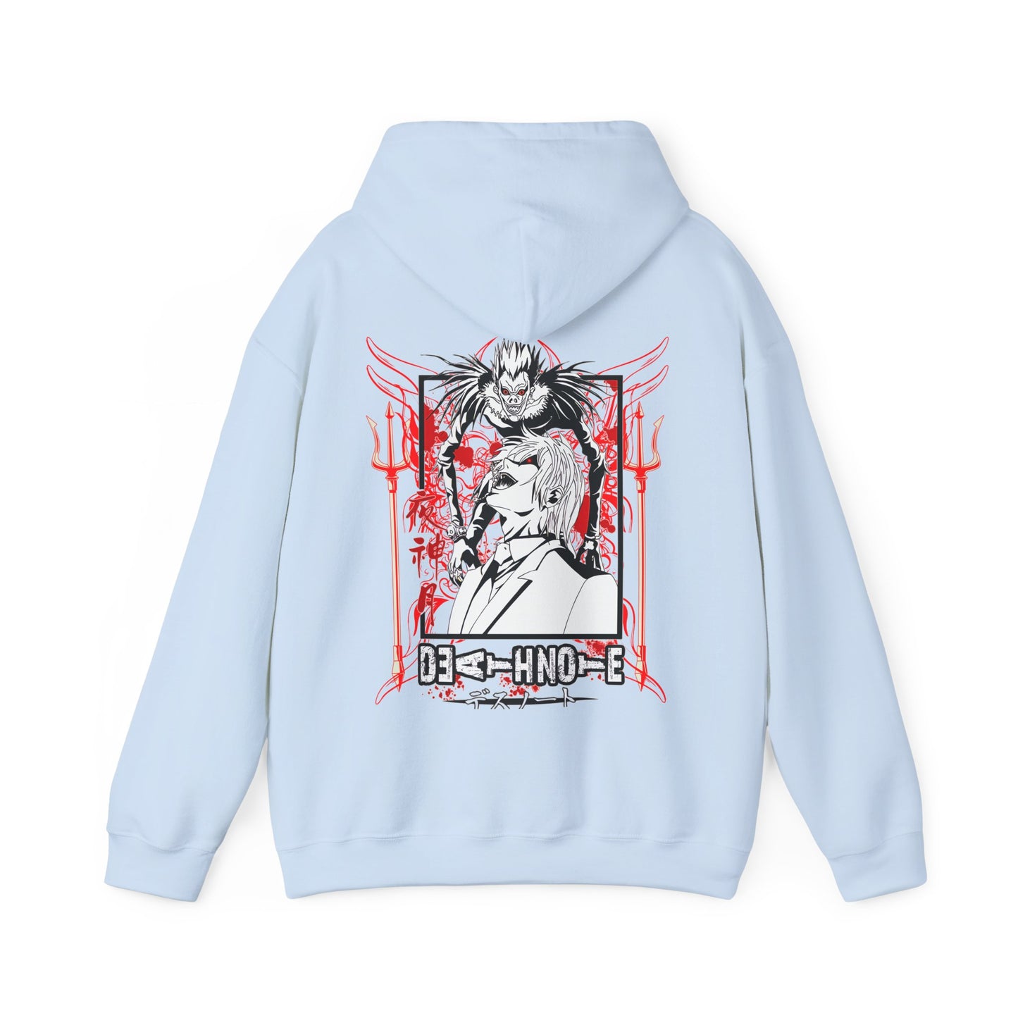 Death Note Back Print Hoodie – 100% Cotton Anime Pullover Featuring Ryuk, Light & L