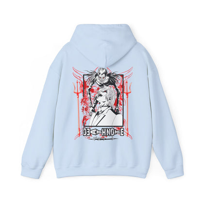 Death Note Back Print Hoodie – 100% Cotton Anime Pullover Featuring Ryuk, Light & L